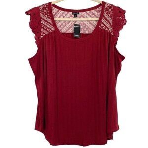 Torrid Knit Scoop Neck Ruffle Sleeve Swing Top